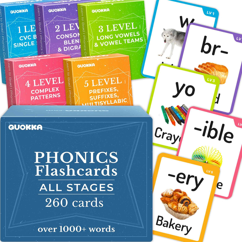 QUOKKA 1000+ Phonics Words Flash Cards stage 01 for early reading practice