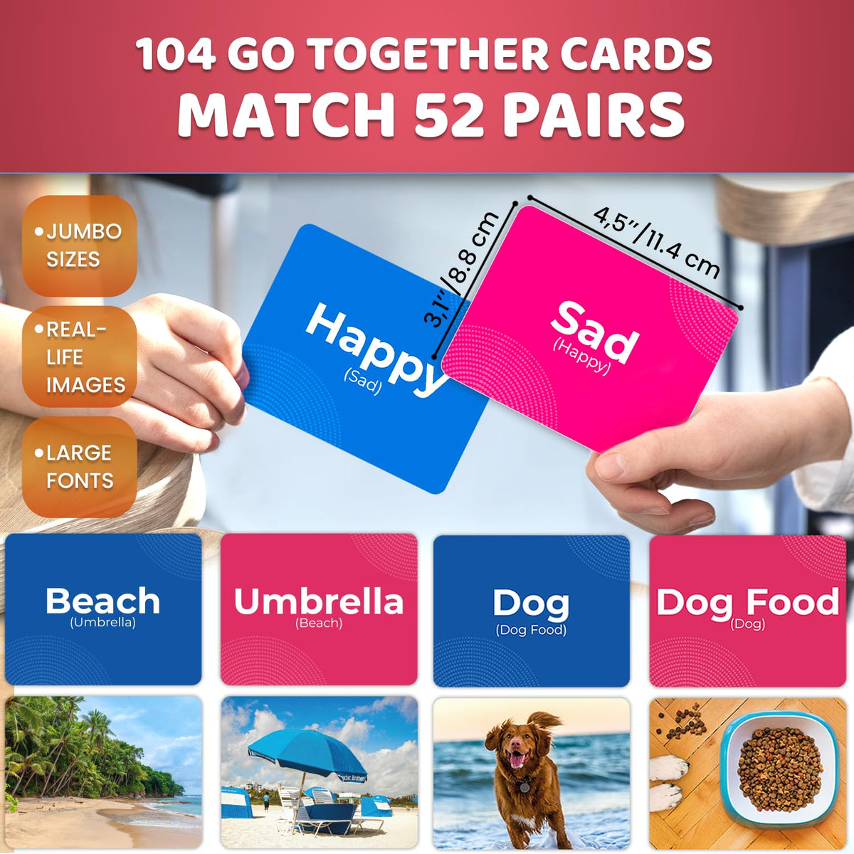 QUOKKA large flash cards offer bold fonts for easy visibility during classroom group activities.