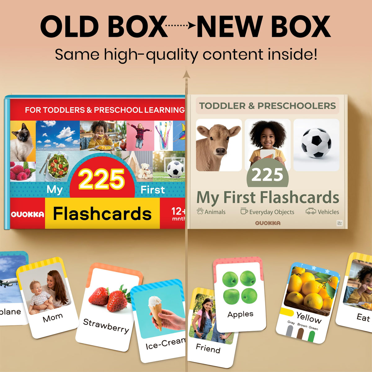 QUOKKA 225 toddler flash cards montessori: screen-free learning promotes independence and tactile exploration