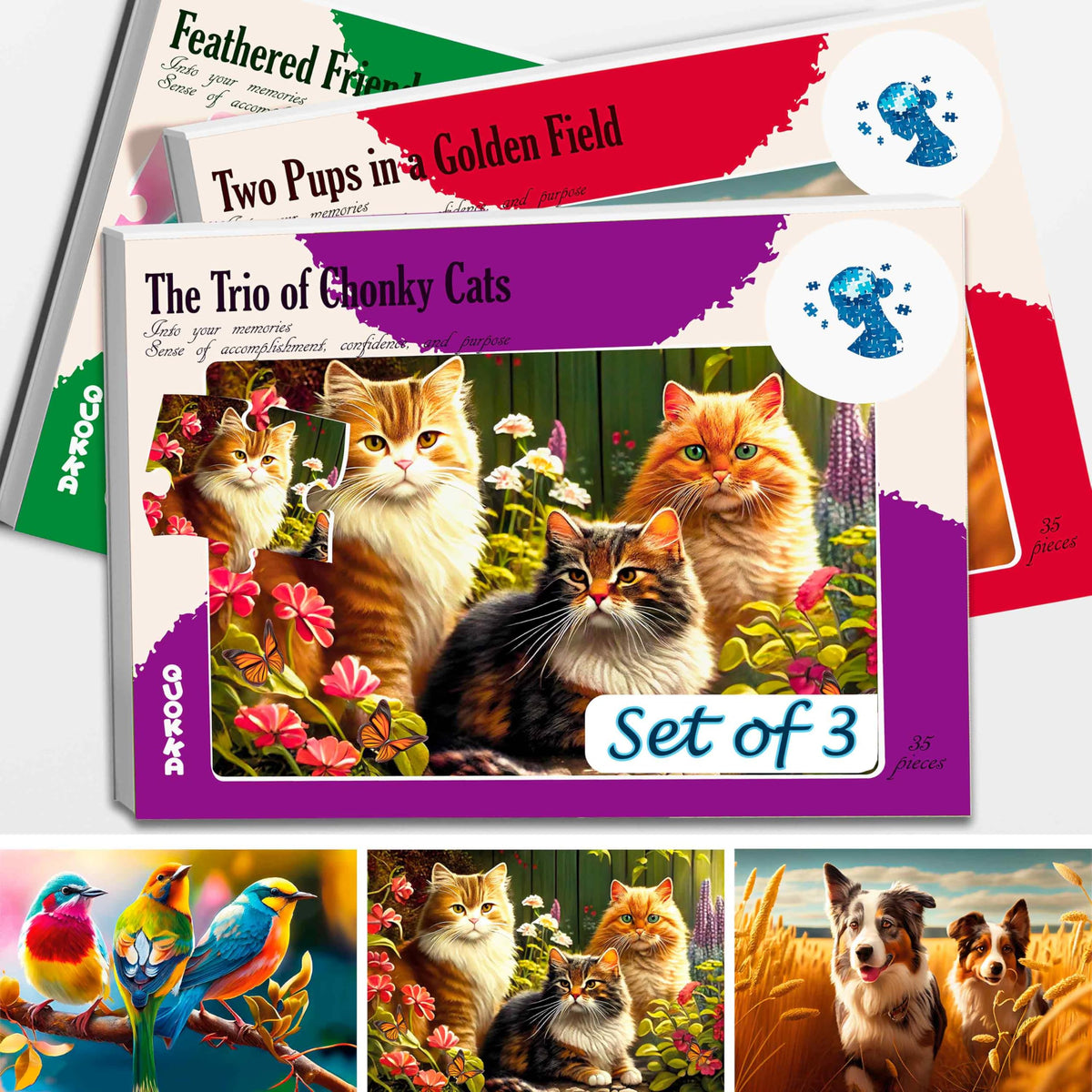 QUOKKA puzzle: dogs in the field for seniors, a calm, focused activity.