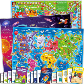 QUOKKA 3X Set US map board game for geography learning with family play