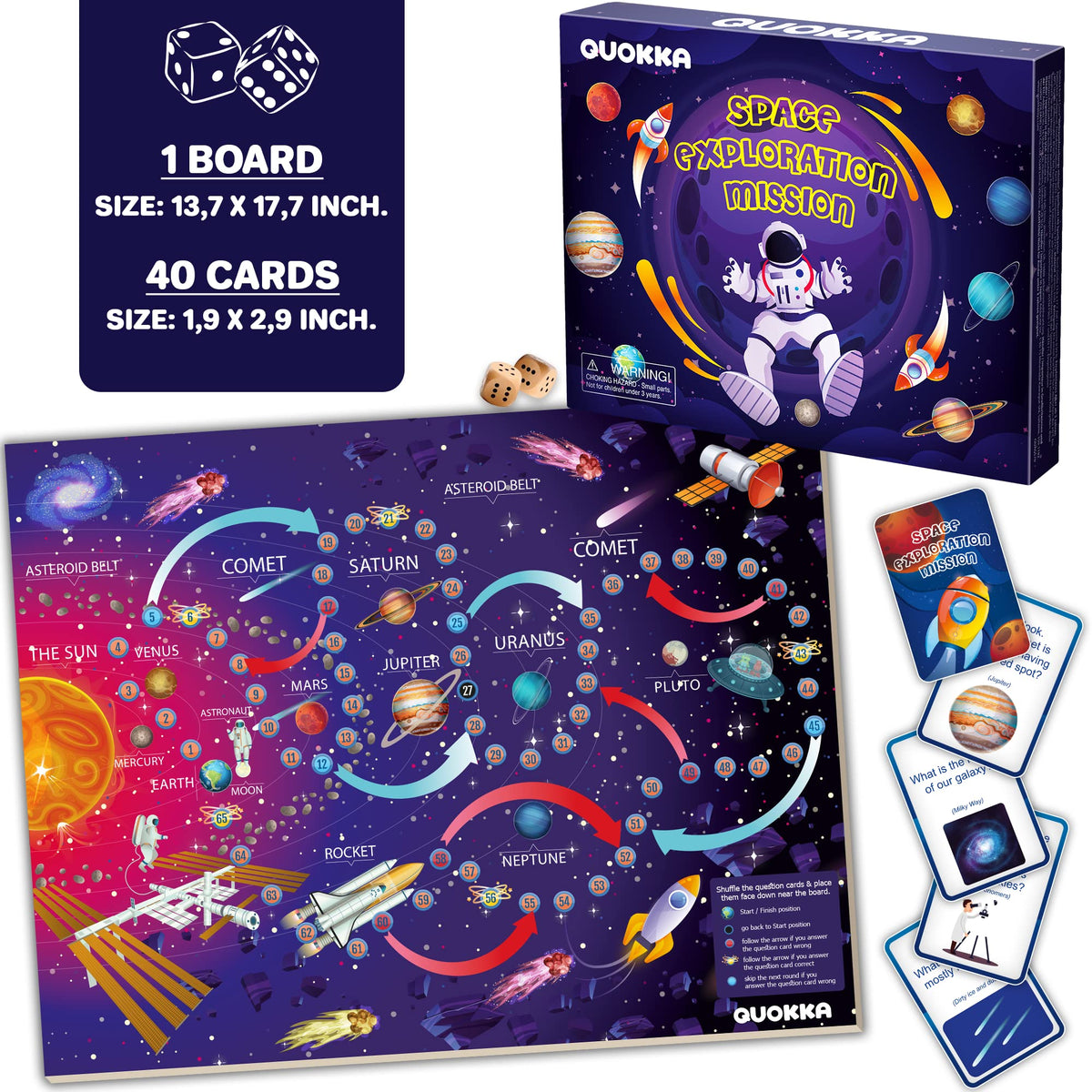 QUOKKA 3X Set world map game with landmarks trivia for explorers