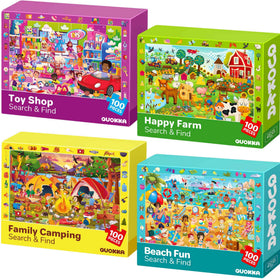 QUOKKA 4-in-1 farm scene puzzle promotes screen-free play and focus