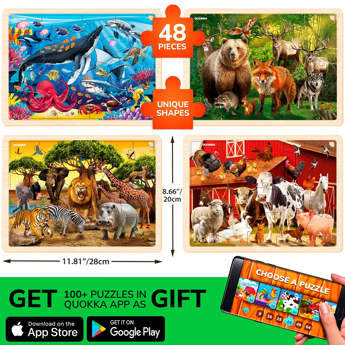 QUOKKA 4SET puzzles africa-wildlife: engaging scenes to boost focus during play.