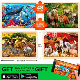 QUOKKA 4SET puzzles africa-wildlife: engaging scenes to boost focus during play.