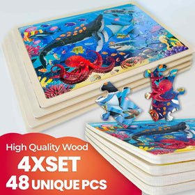 QUOKKA 4SET puzzles ocean-life: sea creatures strengthen fine motor skills.