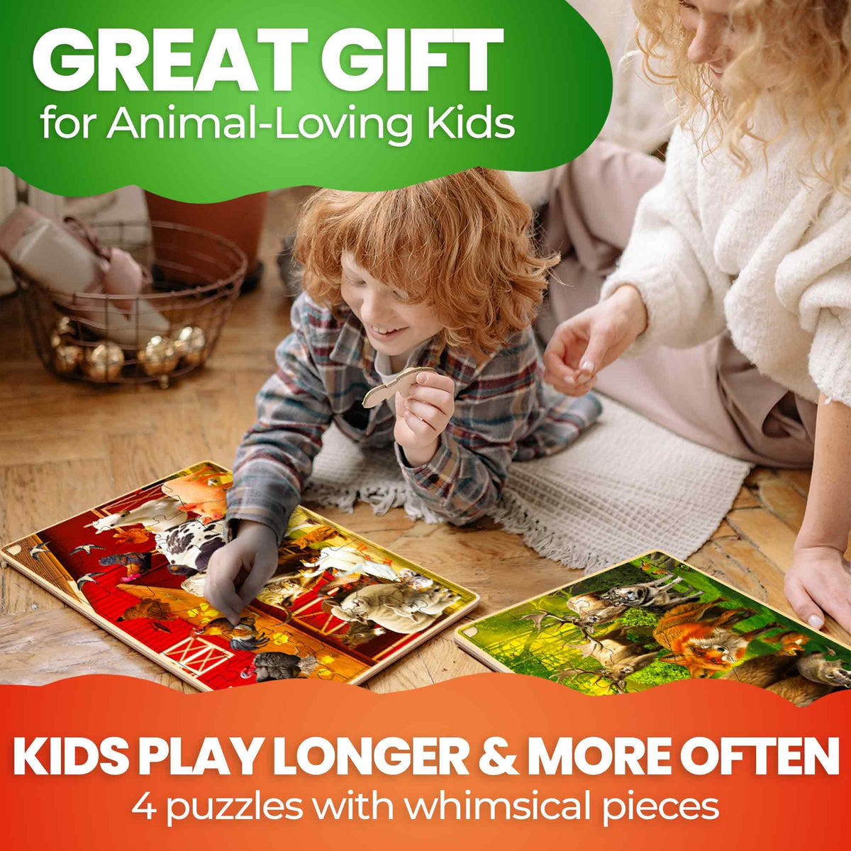 QUOKKA 4SET puzzles wooden-construction: durable, smooth pieces encourage repeat use.