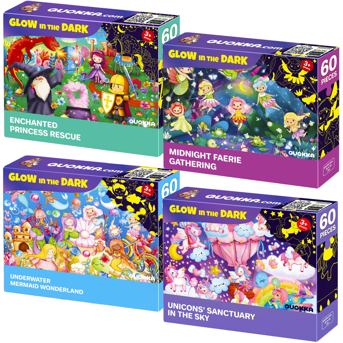 QUOKKA unicorns glow puzzle sparks imaginative play with whimsical unicorn scenes.