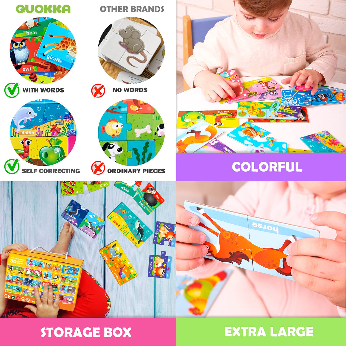 QUOKKA 5X Megaset two-piece puzzles are easy for small hands to grip and fit.