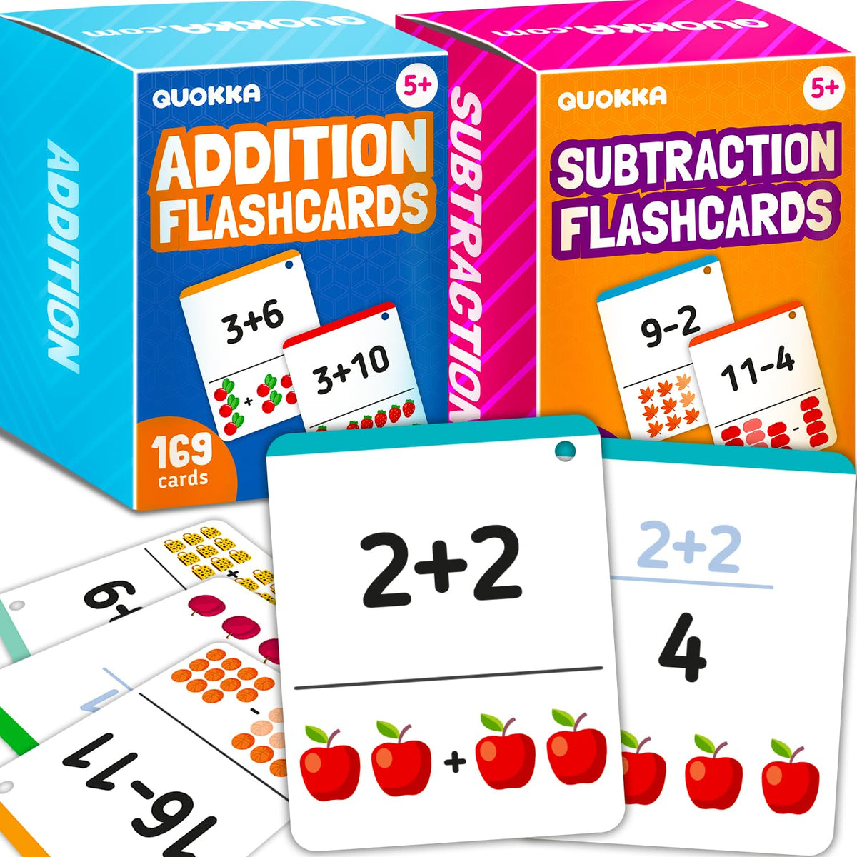 Quokka addition flashcard with back visual aid for quick practice at home
