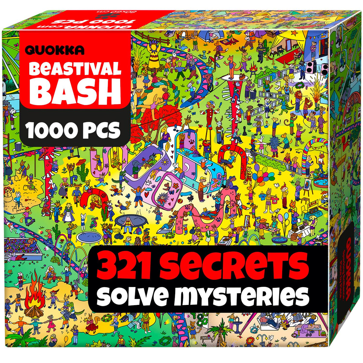 QUOKKA Animal Bash 1000-piece puzzle box with premium packaging for gifting and display.