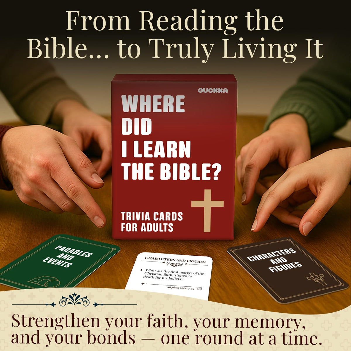 QUOKKA Bible Trivia portable storage supports easy cleanup and on-the-go play.
