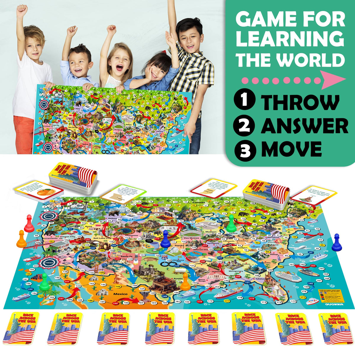 QUOKKA question cards 120 offer engaging geography challenges for players