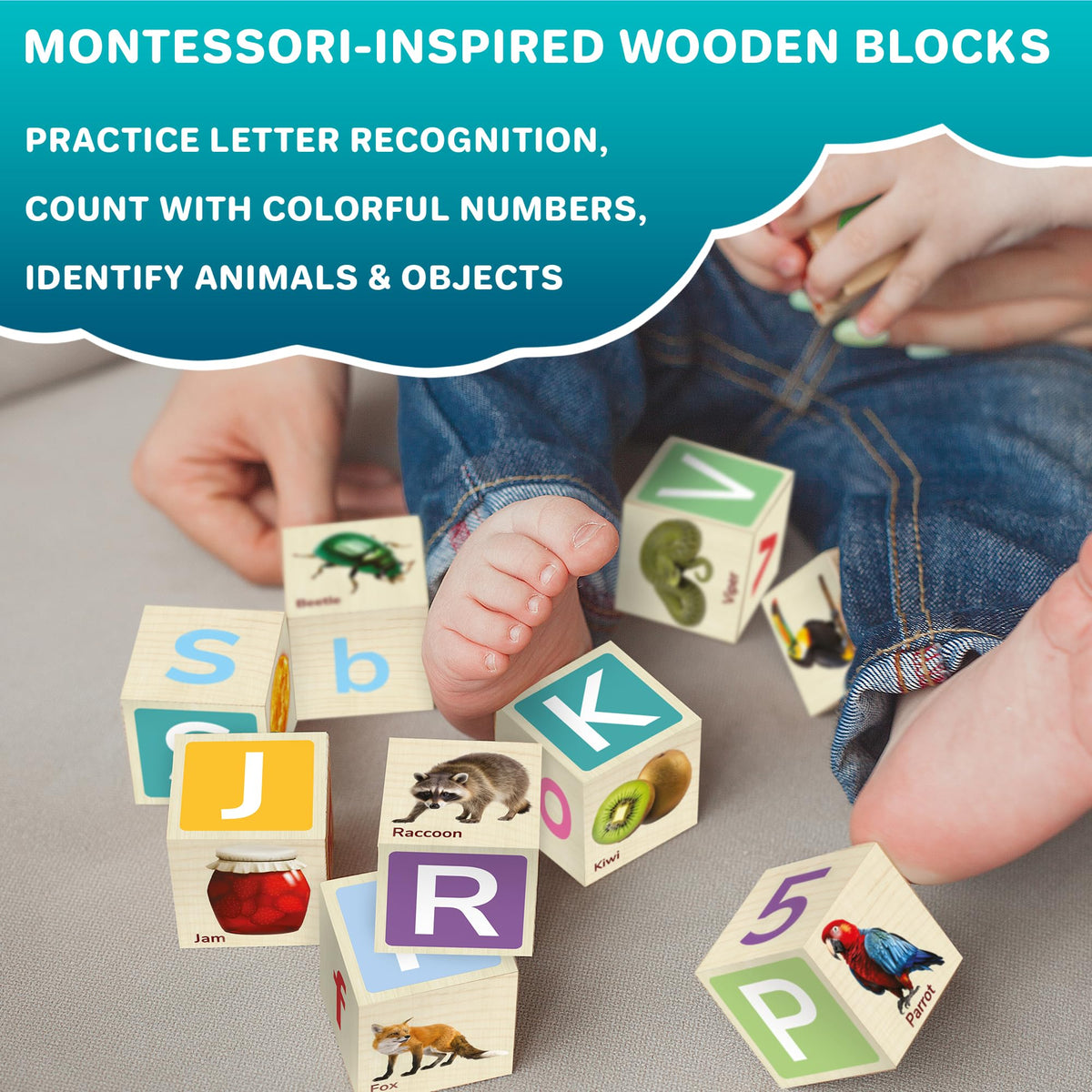 QUOKKA counting and pronunciation practice with wooden letters during playtime.