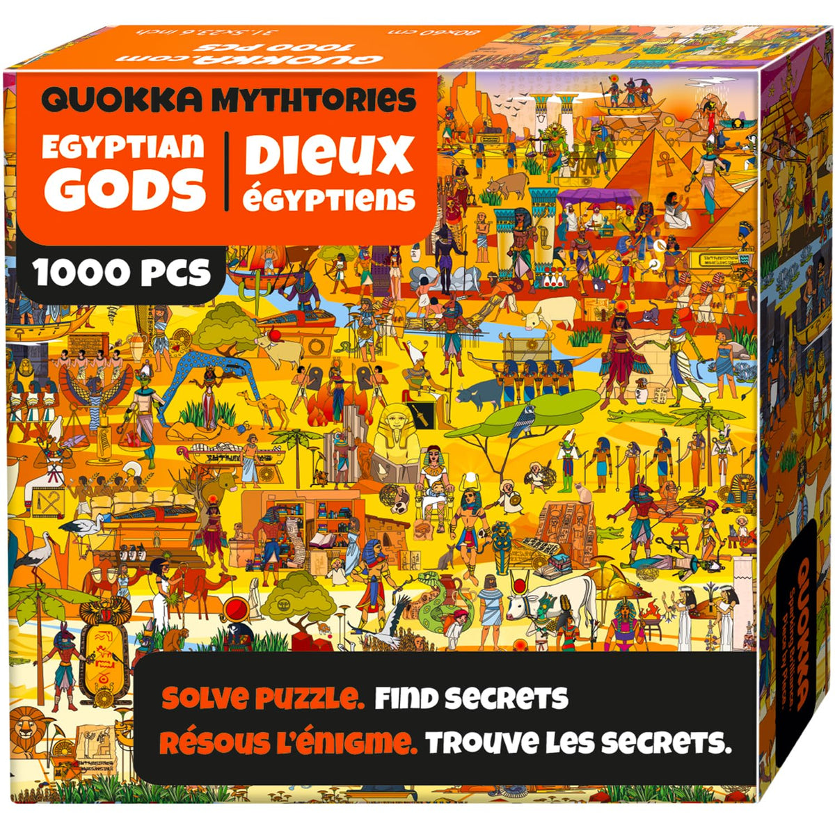QUOKKA Egyptian Gods puzzle cover with vibrant desert tones for immersion.