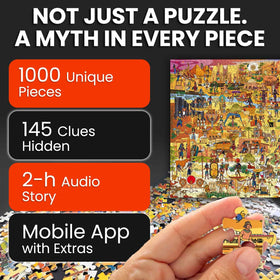 QUOKKA Egyptian Gods puzzle edge pieces in focus for precise alignment.
