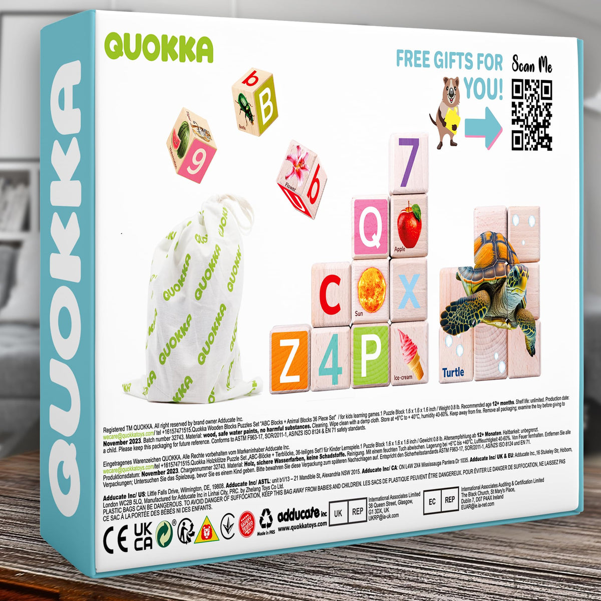 QUOKKA gift-ready wooden toy set suitable for birthdays or holidays.