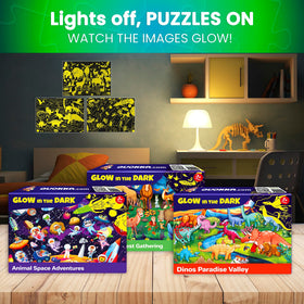 QUOKKA glow puzzle night glow 1 provides soft illumination for cozy nighttime play.