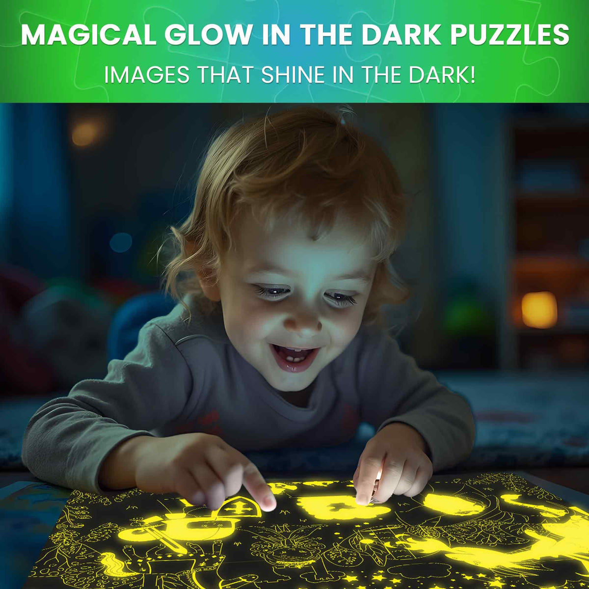 QUOKKA glow puzzle space theme supports early spatial awareness during family activity.