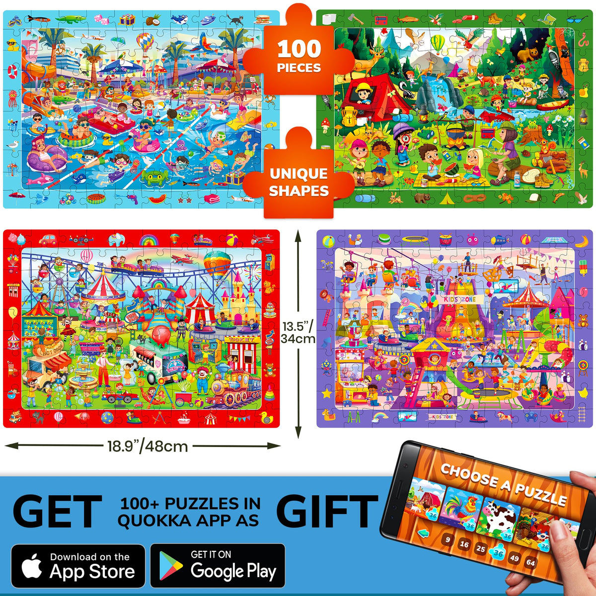 QUOKKA hidden objects in each puzzle boost attention during screen-free play.