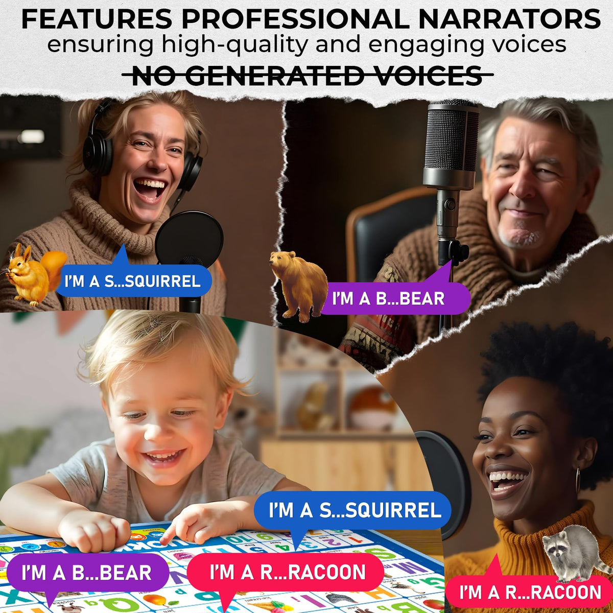QUOKKA interactive speech therapy poster encourages clear pronunciation.