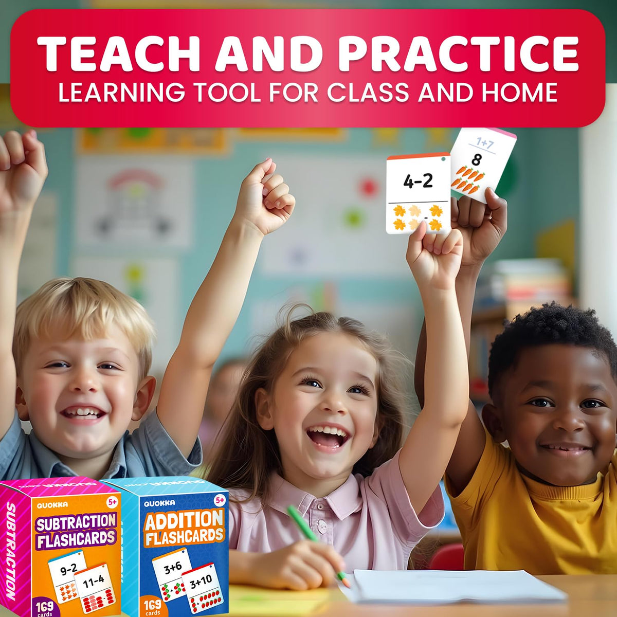 Quokka jumbo math flashcards set designed for clear visibility and hands-on learning