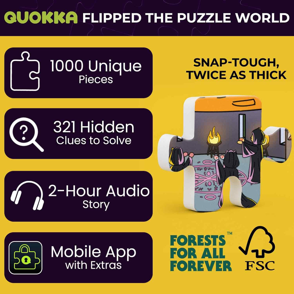 QUOKKA Knightly Cats puzzle piece close up showing unique shapes for satisfying fits