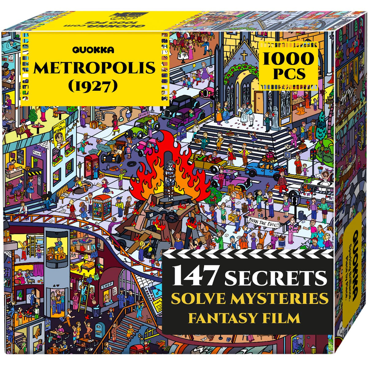 QUOKKA Metropolis 1000-piece puzzle box with premium thick cardboard for durable adult puzzling