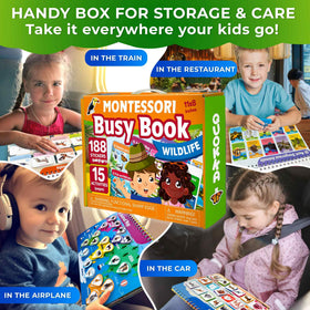 QUOKKA Busy Book fine motor page strengthens hand-eye coordination with textured tasks.
