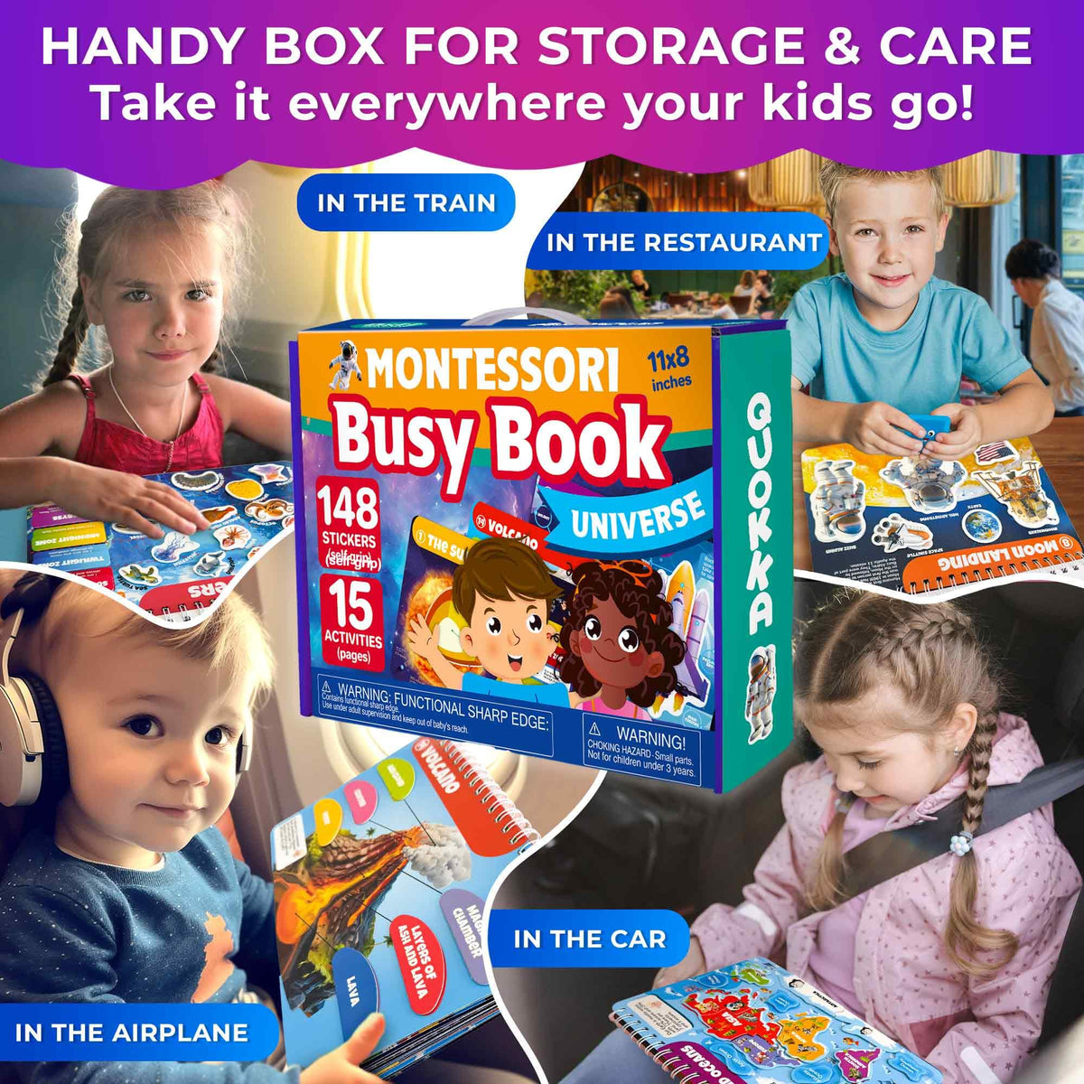 QUOKKA Montessori Busy Book Montessori activities page promotes hands-on learning concepts