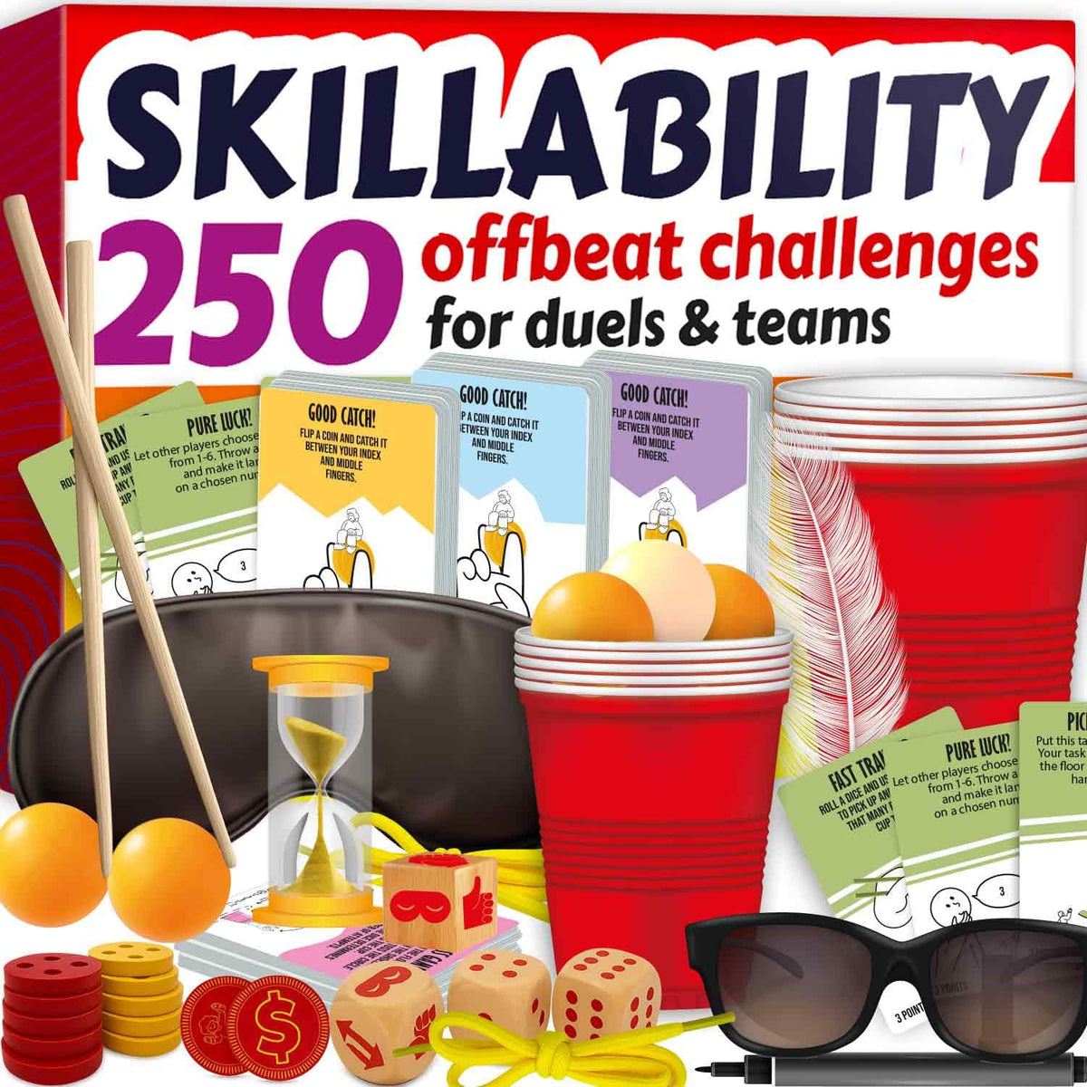 QUOKKA Party Games box with 250 challenges for lively family gatherings