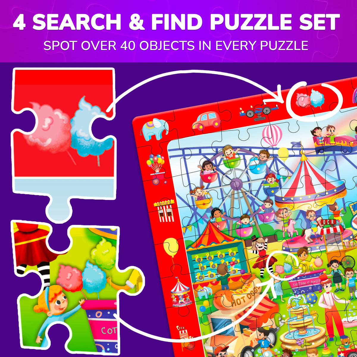 QUOKKA pool scene puzzle encourages problem-solving with bright colors.