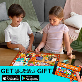 Close-up of QUOKKA 60-piece puzzle pieces for kids ages 5-8