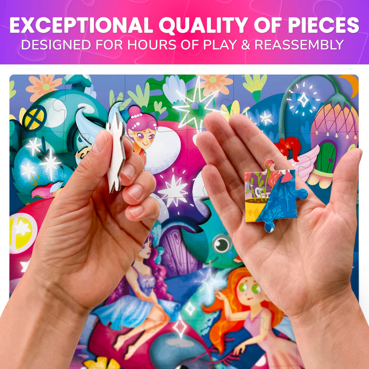 QUOKKA 48-piece puzzles feature princesses, mermaids, and unicorns to spark imagination.
