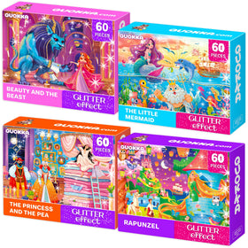 QUOKKA 60-piece Beauty and the Beast glitter puzzle for imaginative play
