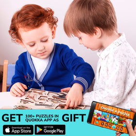 QUOKKA colorful wood puzzle set showcases vivid prints and a durable surface.