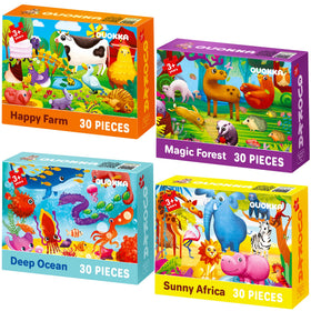 QUOKKA forest farm puzzle for toddlers encourages animal recognition and fine motor practice.