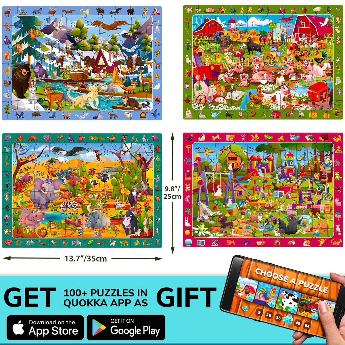 QUOKKA Puzzles pets scene 1 encourages matching and care