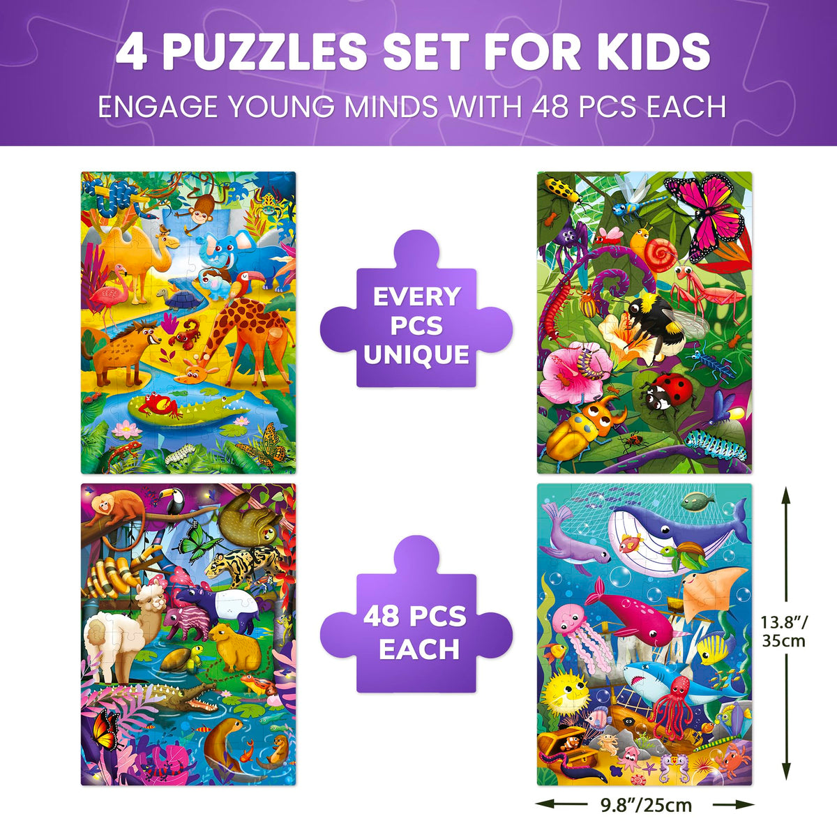 QUOKKA Puzzles for Toddlers amazon-animals: engaging jungle creatures encourage problem solving and memory