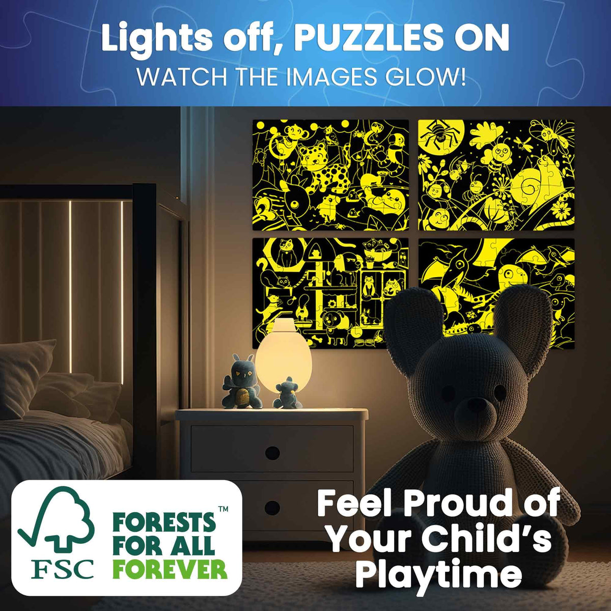 QUOKKA Glow large floor puzzle ideal for family play and group learning