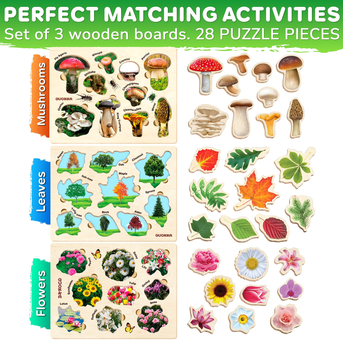QUOKKA puzzle trees enhances cognitive skills through easy woodland-themed matching.