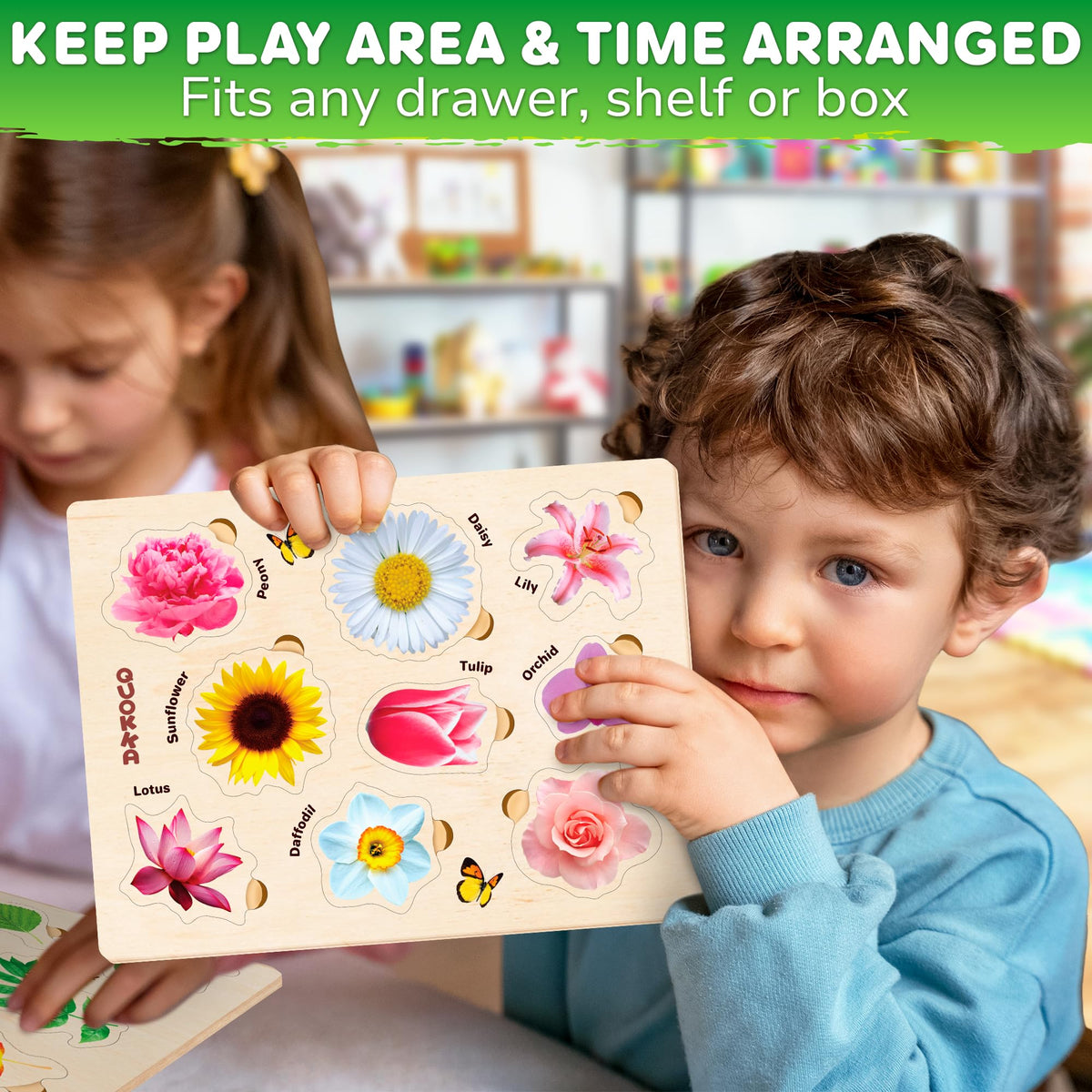 QUOKKA wooden puzzle set is durable and safe for toddlers.