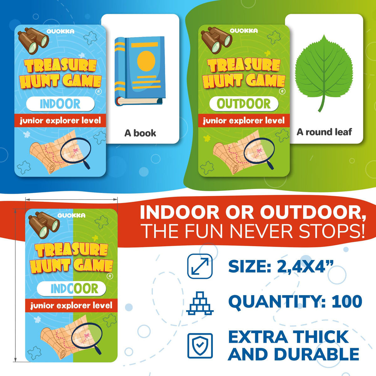 QUOKKA Scavenger Hunt cards offer outdoor and indoor challenges for versatile play