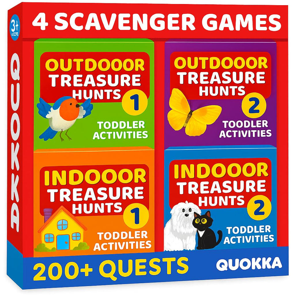 QUOKKA scavenger hunt cards on a ring for easy storage and travel.