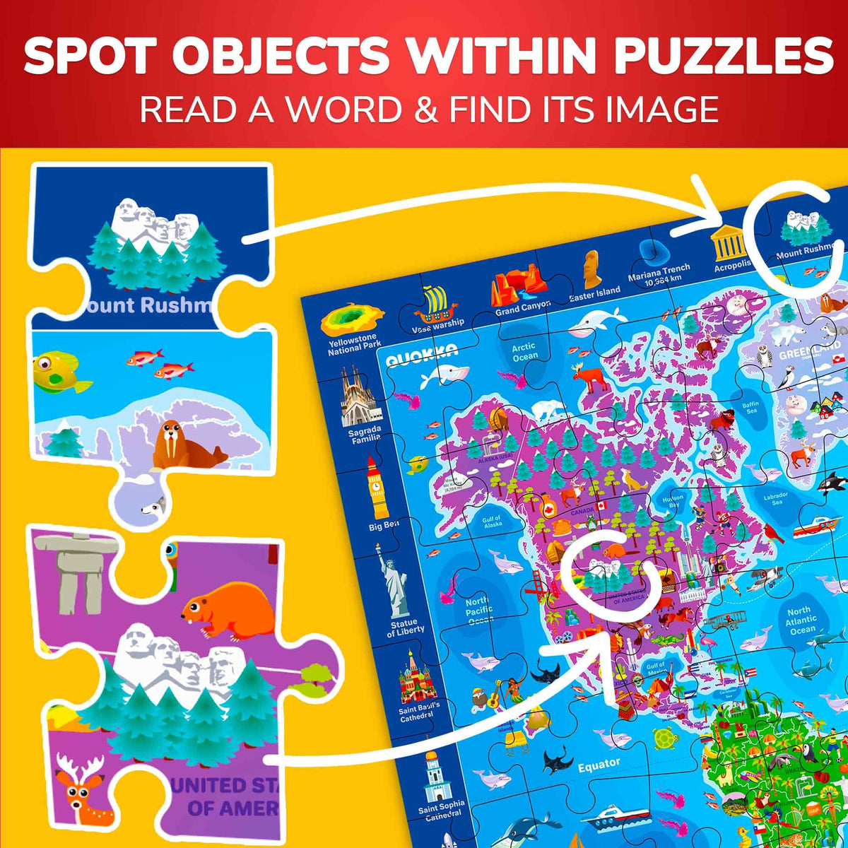 QUOKKA search & find puzzle designed for ages 6–10 to boost observation