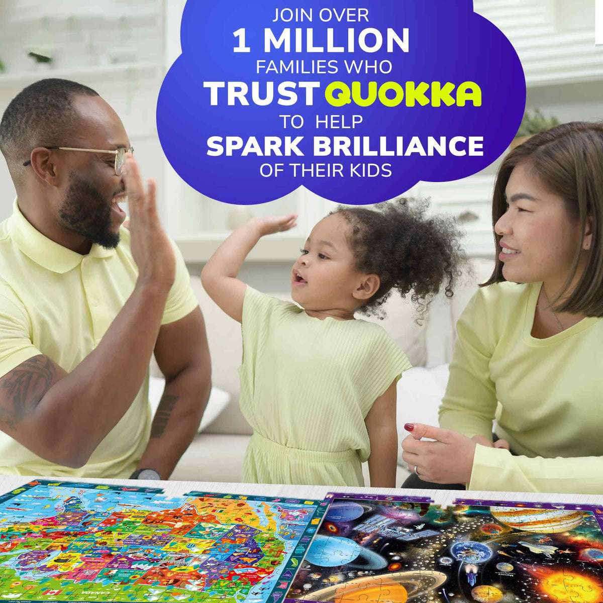 QUOKKA colorful solar system puzzle with rockets and planets