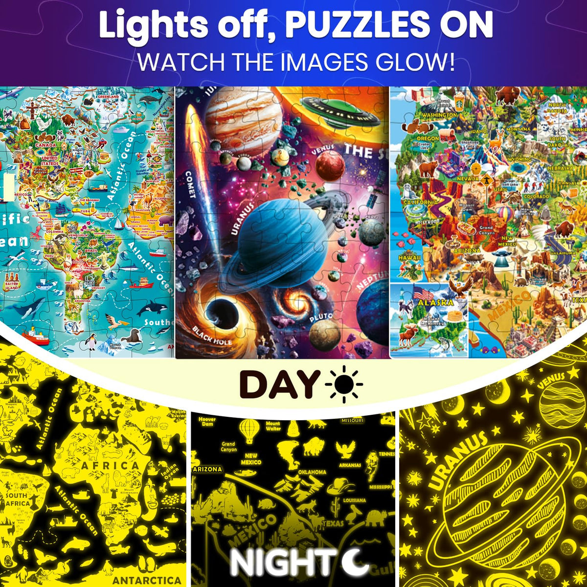 QUOKKA solar system puzzle glow-in-the-dark for space exploration