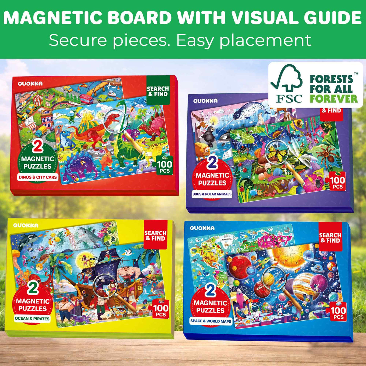 QUOKKA travel-ready puzzle image highlights mess-free, portable entertainment for car trips