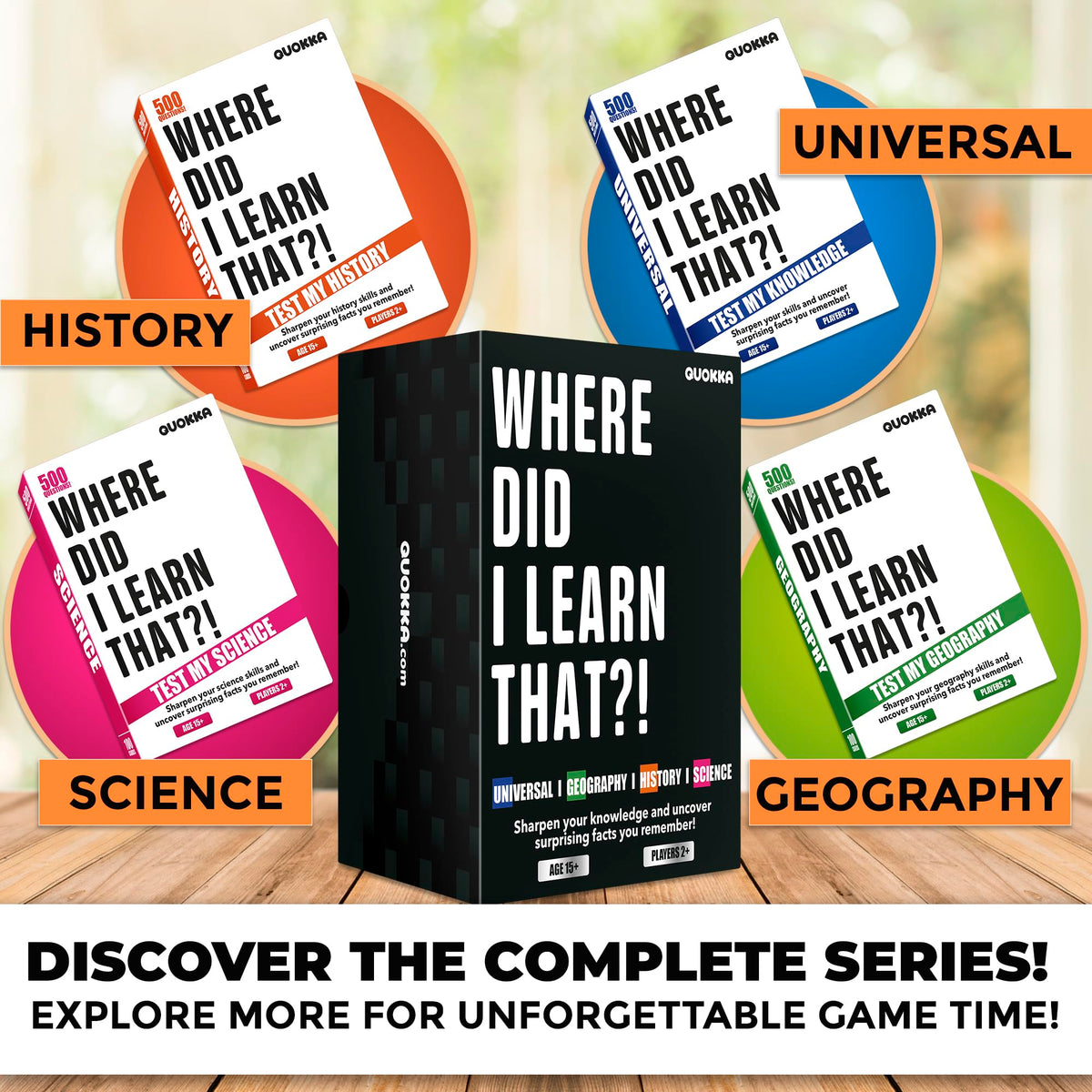 Quokka trivia cards show geography, history, and science at a glance.