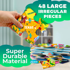 QUOKKA USA map educational scene puzzle, kids explore geography while building the floor mural.